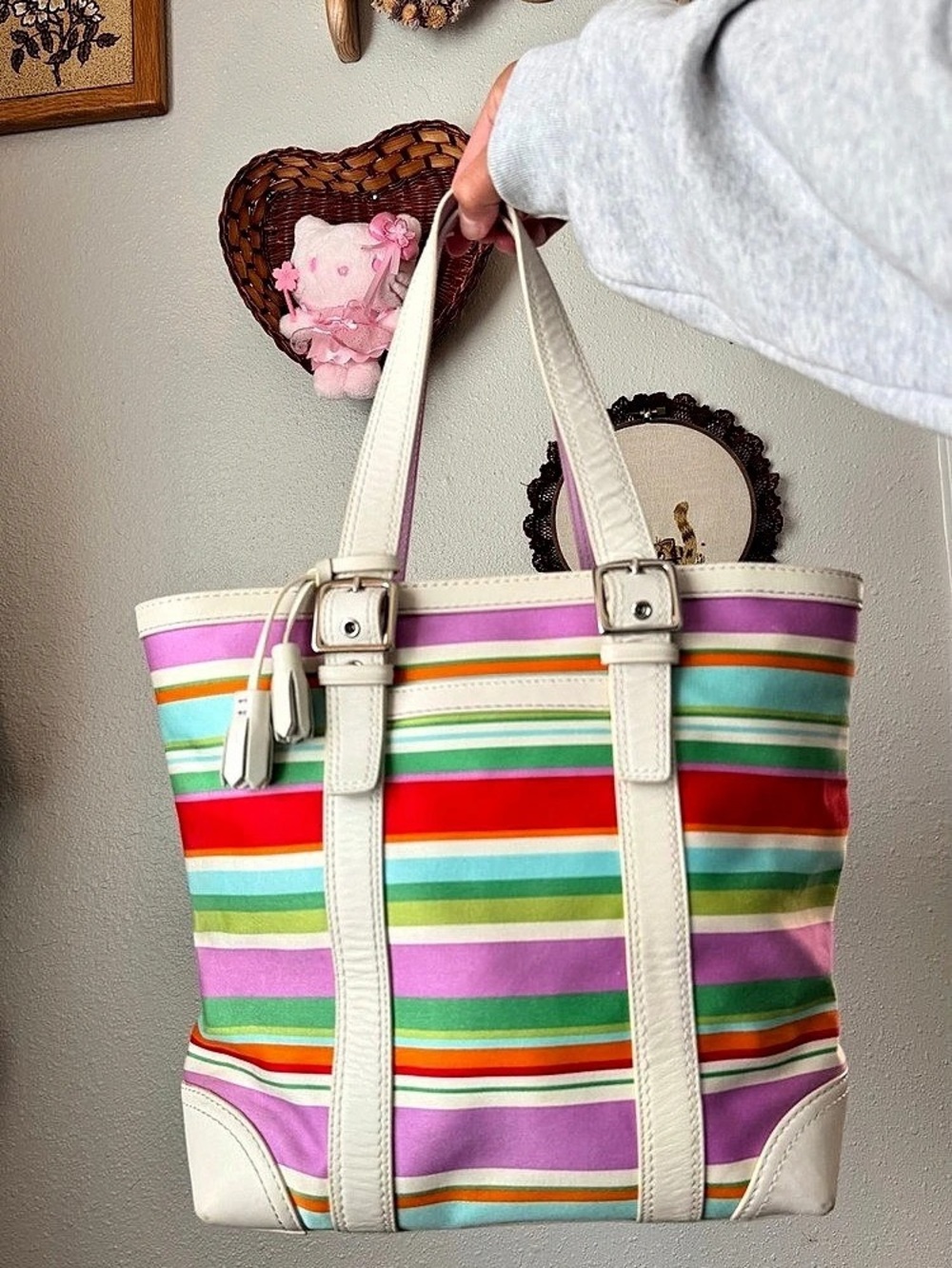 Coach Hampton Multicolor Stripe Tote